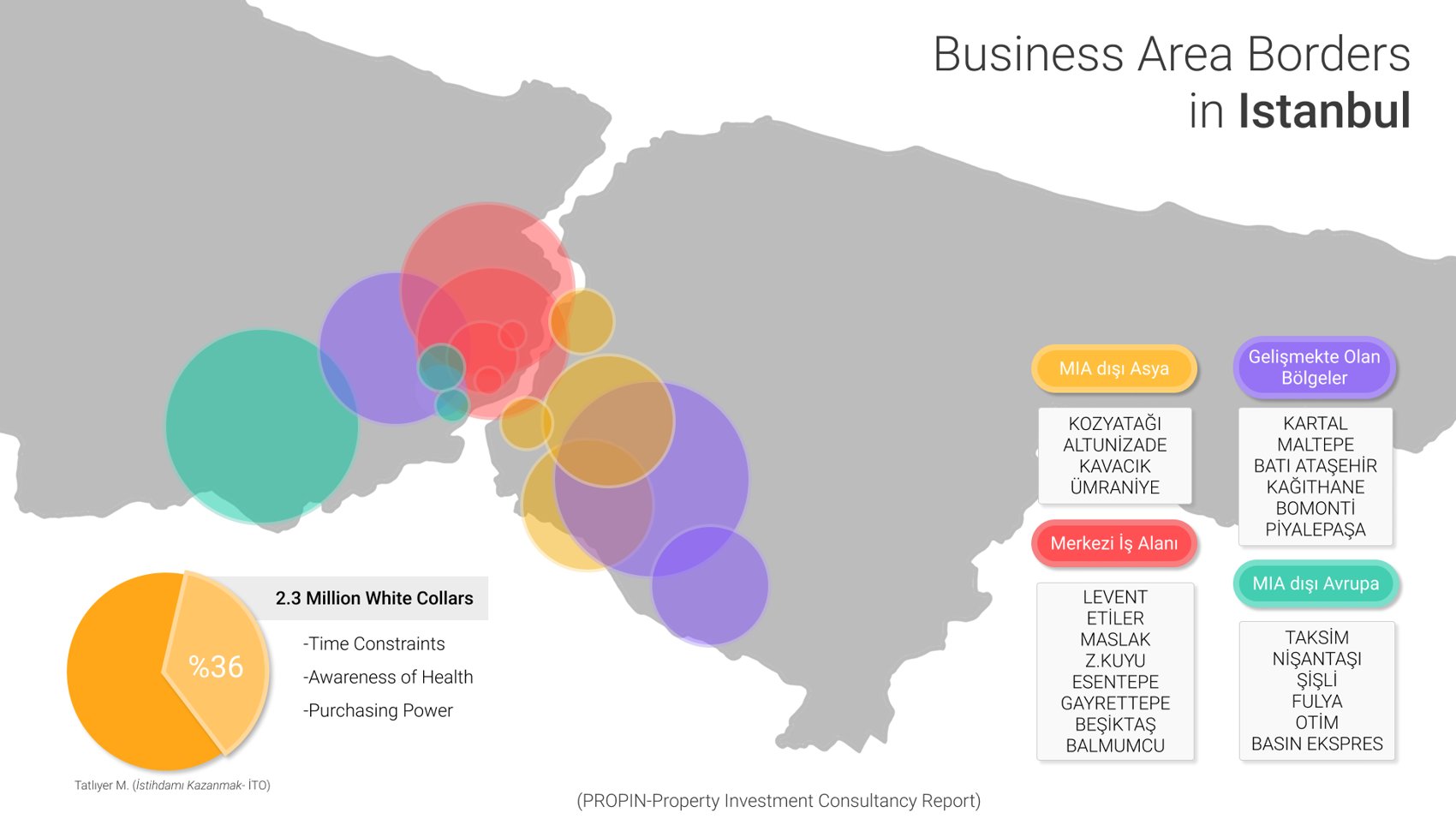White-collar business area borders in Istanbul