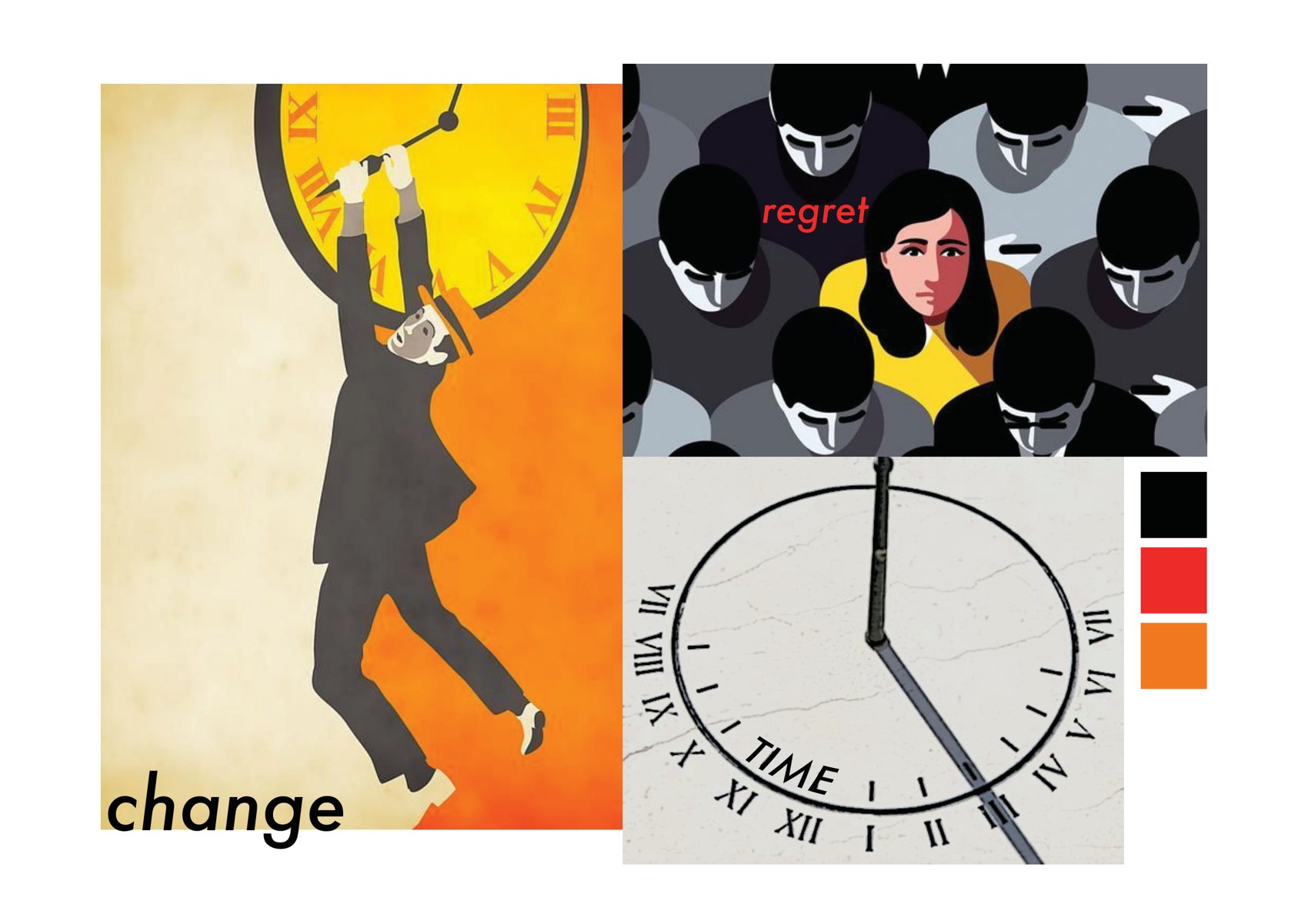 OHNO concept — change and regret mood board