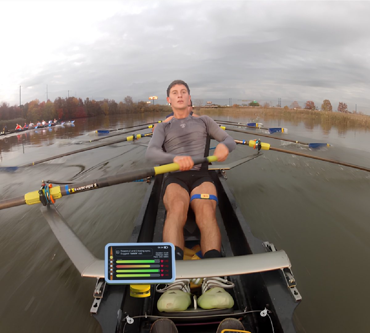 Row device in use on the boat
