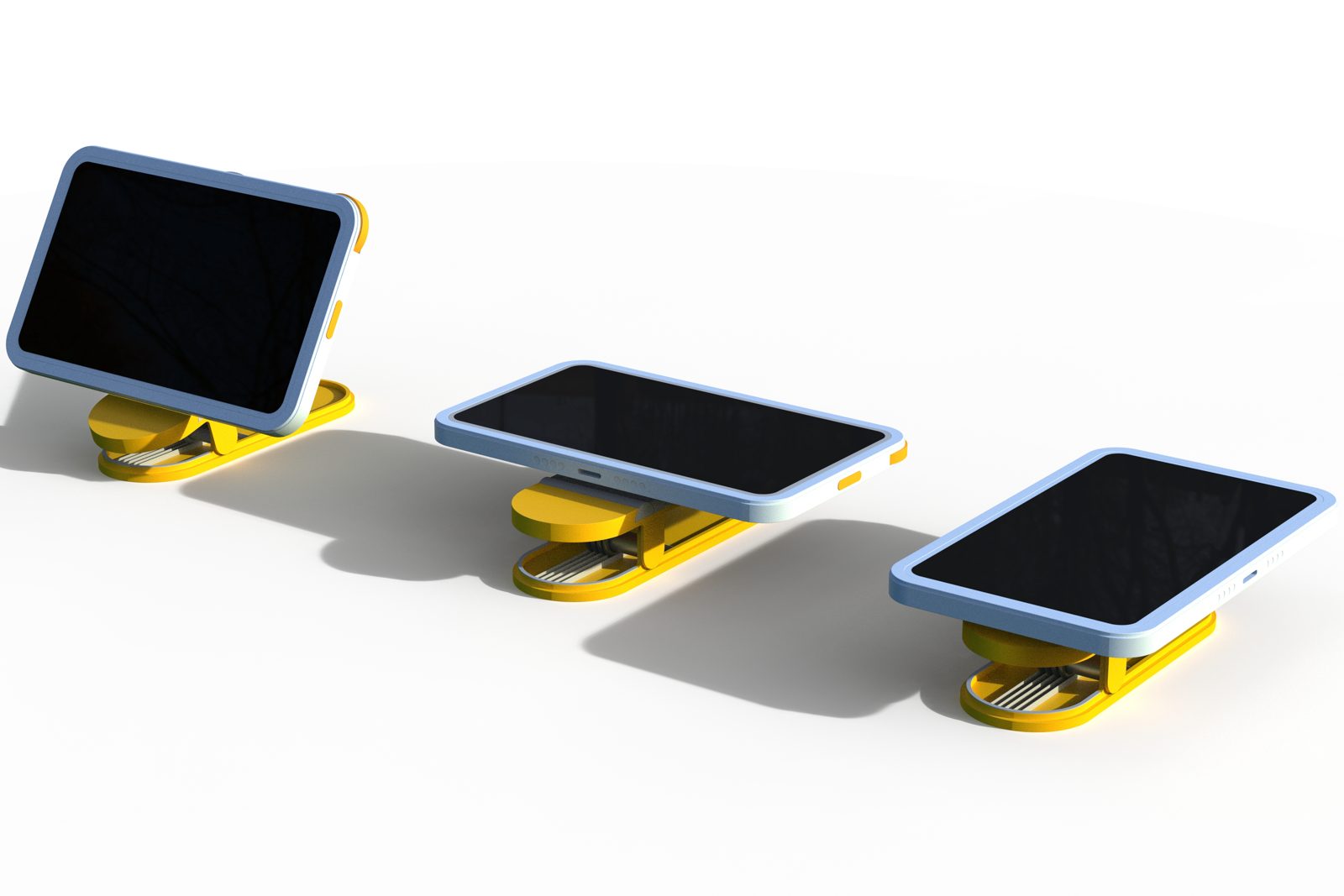 Row — phone mount system in three positions