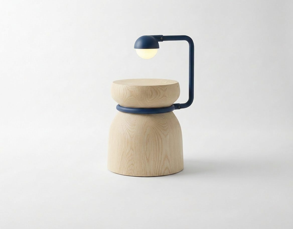 Stool — side table and lamp
